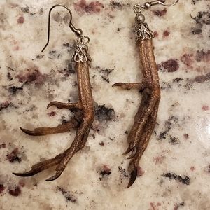 Taxidermied quail talon earrings
